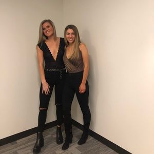 Black lace free people bodysuit